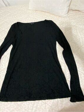 1. STATE Black Ribbed Long-Sleeve Knit Top